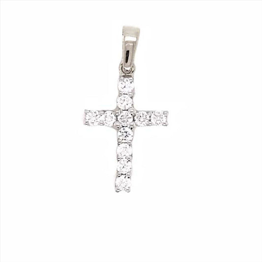 WG Diamond Cross Pendant 11D=0.55ct 17x12mm