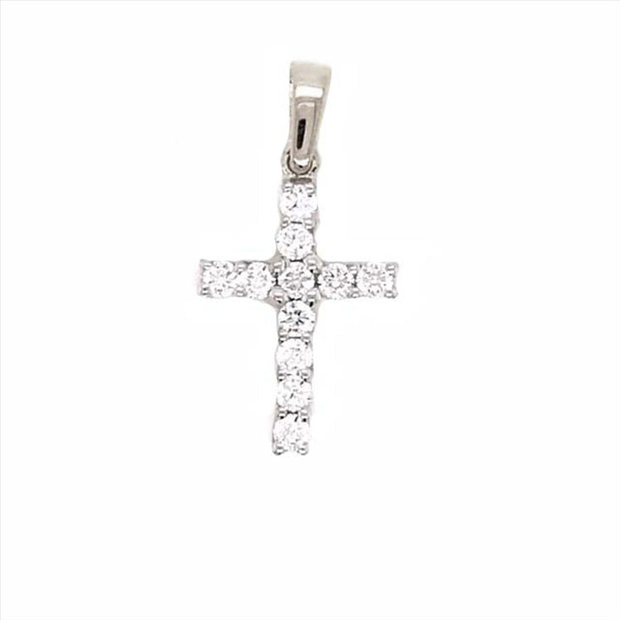 9k WG Cross Pendant set with CZs 17mm x 13mm