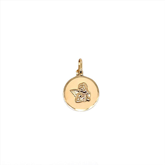 YG Italian Medallion Pendant with Angel