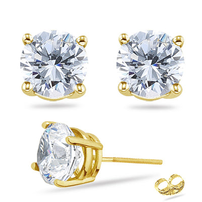 925 CZ 4-Claw Set Stud Earrings