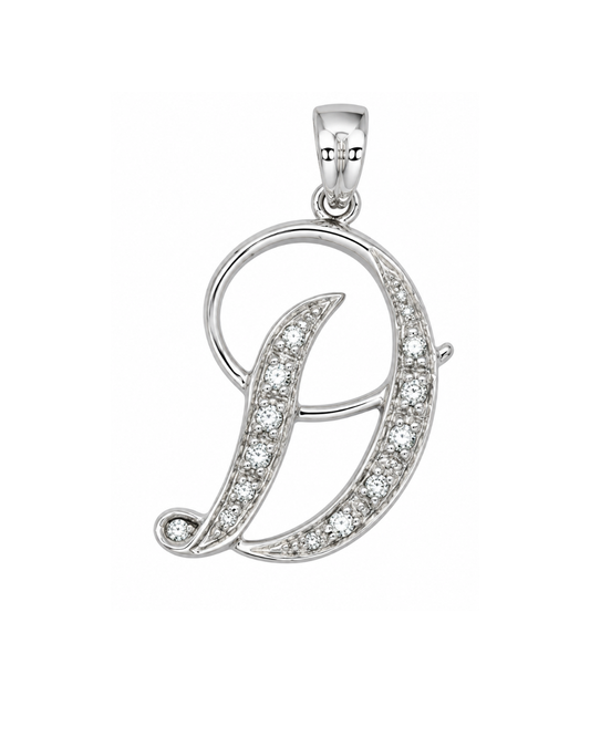 18k WG 0.06ct Diamond Script Letter Pendant (20mm)