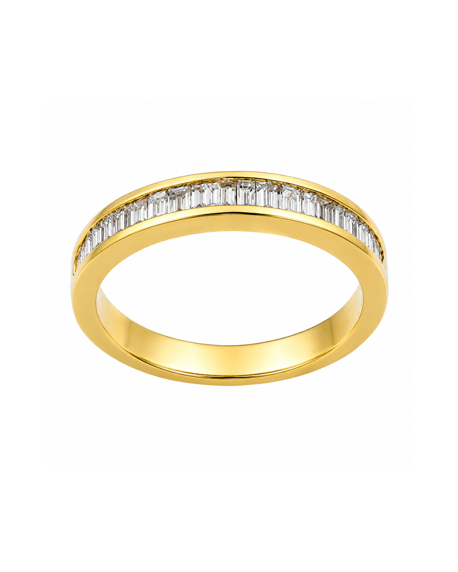 18k YG Band with Baguette Cut Diamonds 22D = 0.50ct Size Q