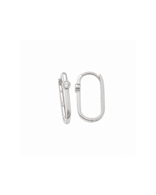 9k WG Diamond Oval Huggie Earrings