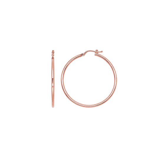 9k RG Round Hoop Earrings 35mm Diameter. Round Tube 1.8mm Wide