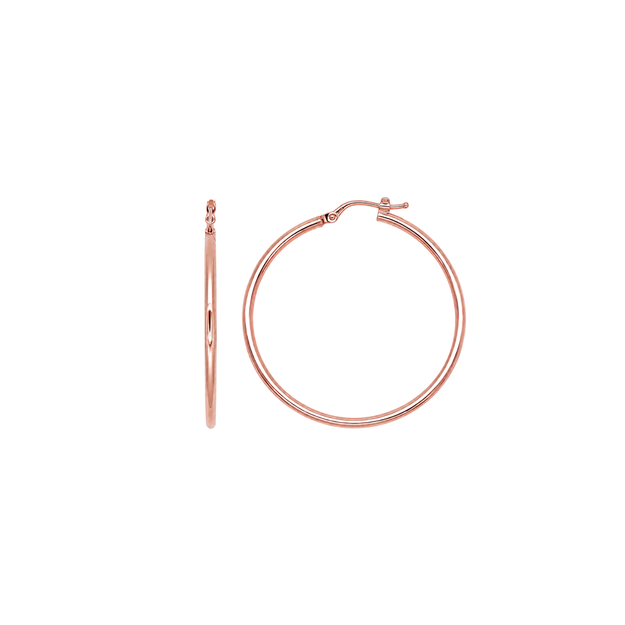 9k RG Round Hoop Earrings 35mm Diameter. Round Tube 1.8mm Wide
