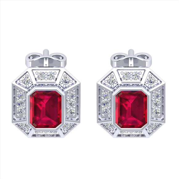 9k 2T Ruby & Diamond Stud Earrings