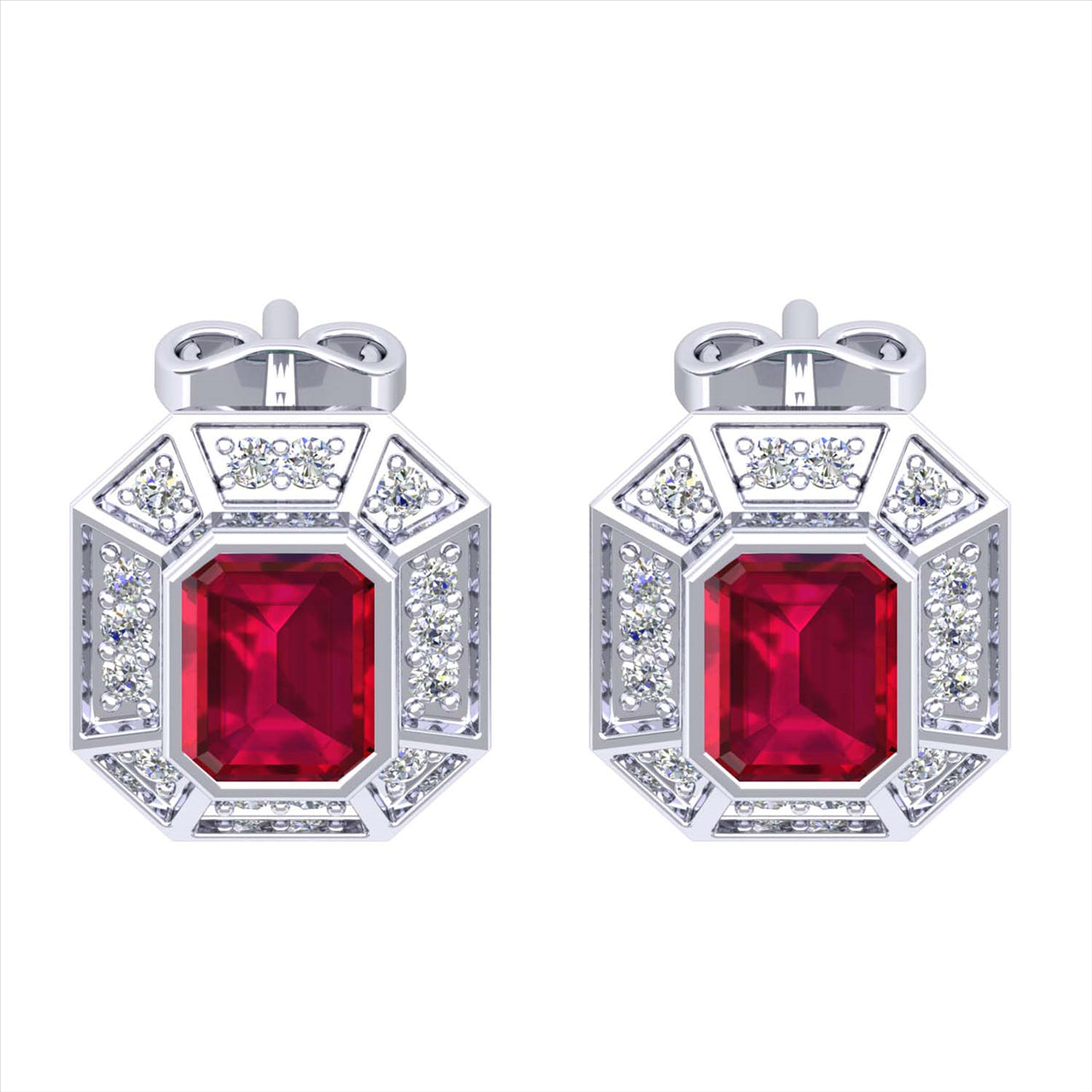 9k 2T Ruby & Diamond Stud Earrings