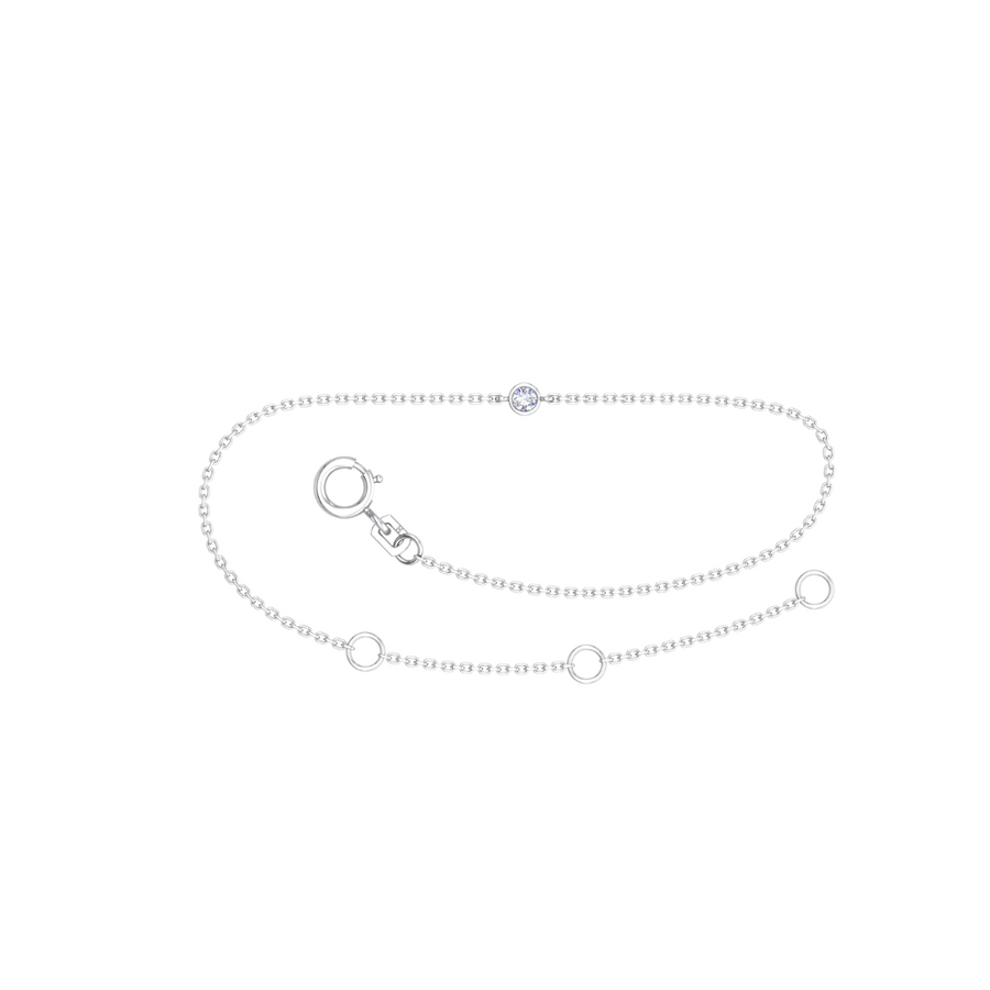 9k WG Solid Oval Link Diamond Bracelet 1.4mm Wide 19.5cm . Bezel Set with 1D=0.05ct, O-Rings at 16.5 & 18cm