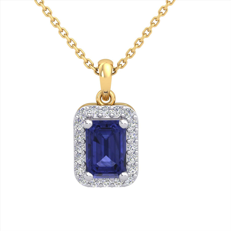 9k 2T Diamond & Natural Tanzanite Pendant 20D=0.10ct & 1Tanz (6x4mm)=Approx 0.50ct Claw Set. Meas. 9mm x 7mm
