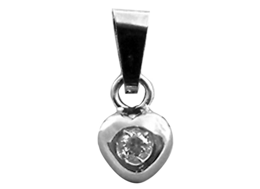 18k WG Solid Rubbed in Heart Pnd set with Round CZ 7.5mm.