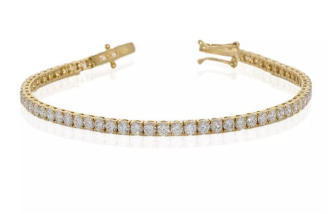 18k YG Solid Diamond Tennis Bracelet 2.6mm wide 19cm . 75D=3.36ct. Clarity: SI Color F-G