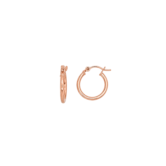 9k RG Round Hoop Earrings 10mm Diameter. Round Tube 1.8mm Wide