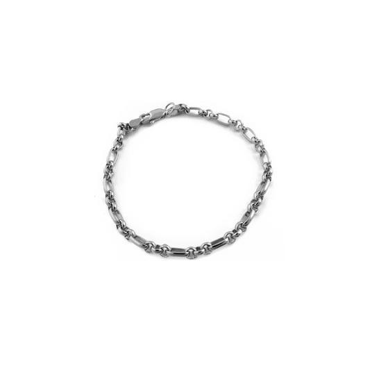 WG 1x3 Oval & Round Belcher Bracelet 4mm wide (priced per gram)