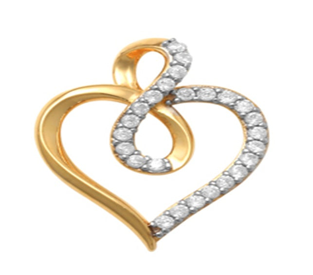 9k YG Infinity Heart Pendant set with CZs 13mm x 14mm
