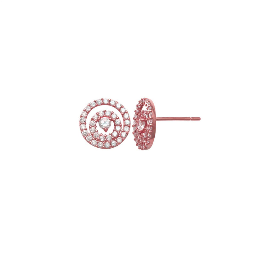 9k RG CZ Circle Stud Earrings 8mm