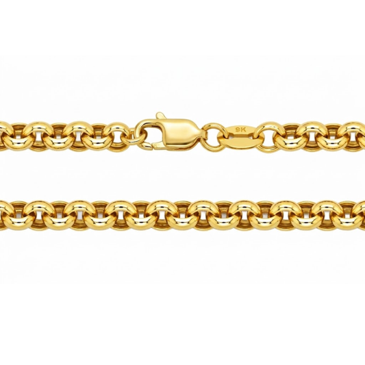 9k YG Hollow Belcher Chain 3.9mm wide 50cm Approx 4.80g