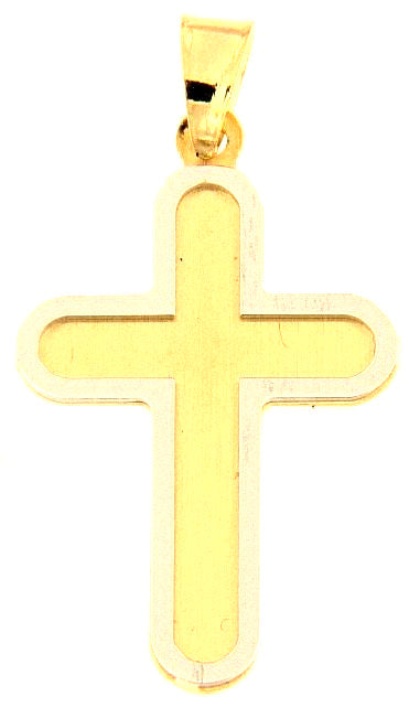 18k 2T Italian Cross Pendant . 20x14mm
