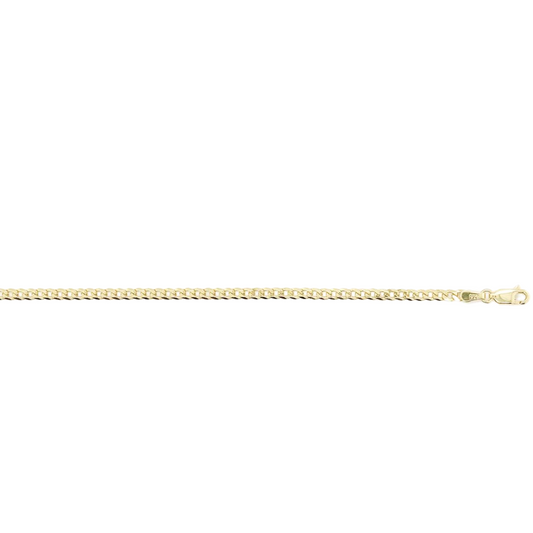9k YG Italian Solid Flat Curb Chain 3mm wide 42cm . Approx 6.7g