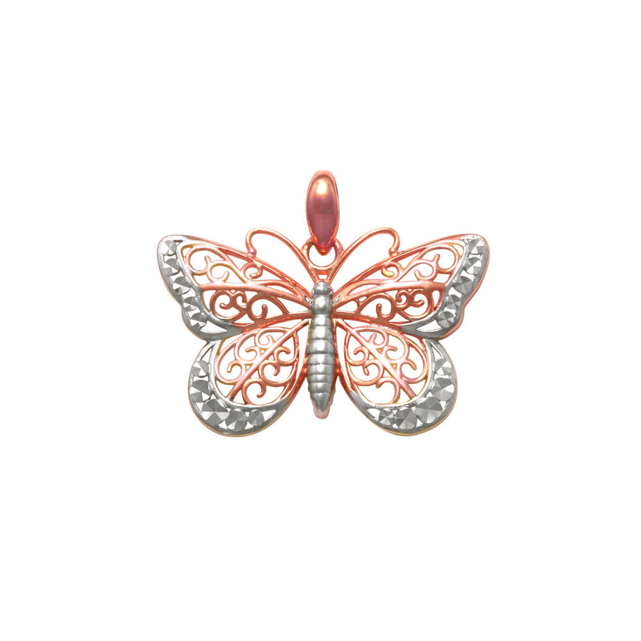 18k 2T Butterfly Pendant 14mm x 22mm