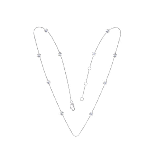 "9k WG Solid Oval Link Diamond Chain 0.80mm Wide 56cm . Bezel Set with 11D= 0.55ct, O-Rings at 53 & 54.5cm"