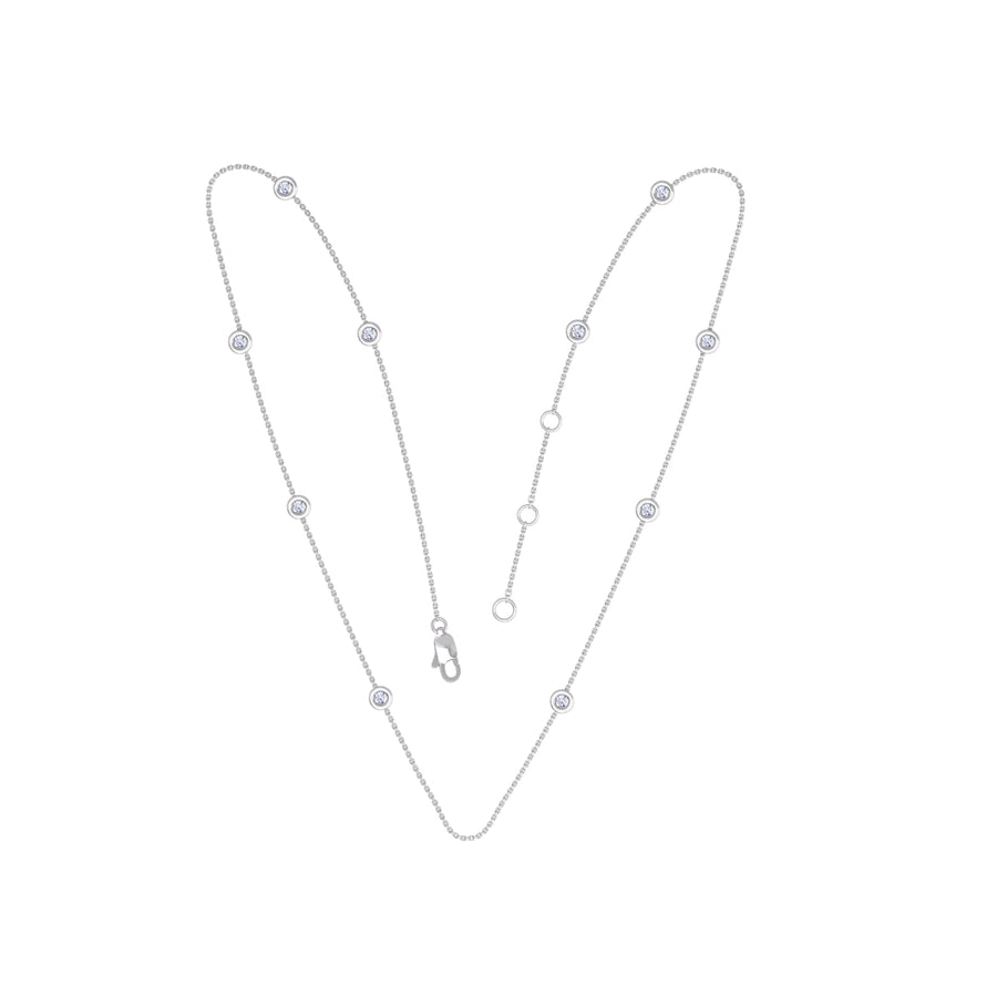 "9k WG Solid Oval Link Diamond Chain 0.80mm Wide 56cm . Bezel Set with 11D= 0.55ct, O-Rings at 53 & 54.5cm"