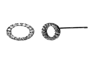 9k WG CZ Outline Circle Stud Earrings 7.5mm