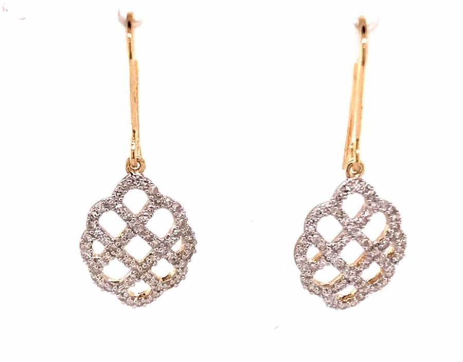 9k YG Diamond Fancy Oval Shepherd Hook Earrings 134D=0.41ct Meas. 14x10.5mm