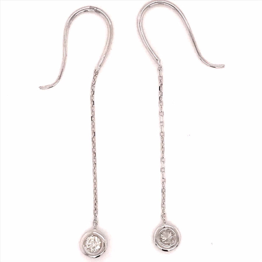 9k WG Diamond Drop Shepherd Hook Earrings 2D =0.25ct