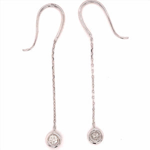 9k WG Diamond Drop Shepherd Hook Earrings 2D =0.24ct