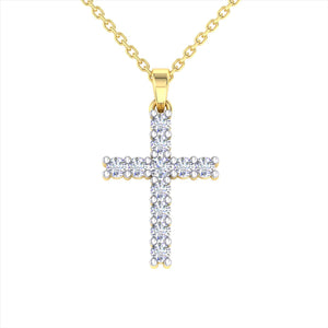 YG Diamond Cross Pendant 11D=0.55ct