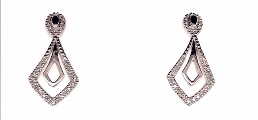 9k WG Diamond Diamond Shape Stud Earrings 64D=0.13ct Meas. 18x9mm