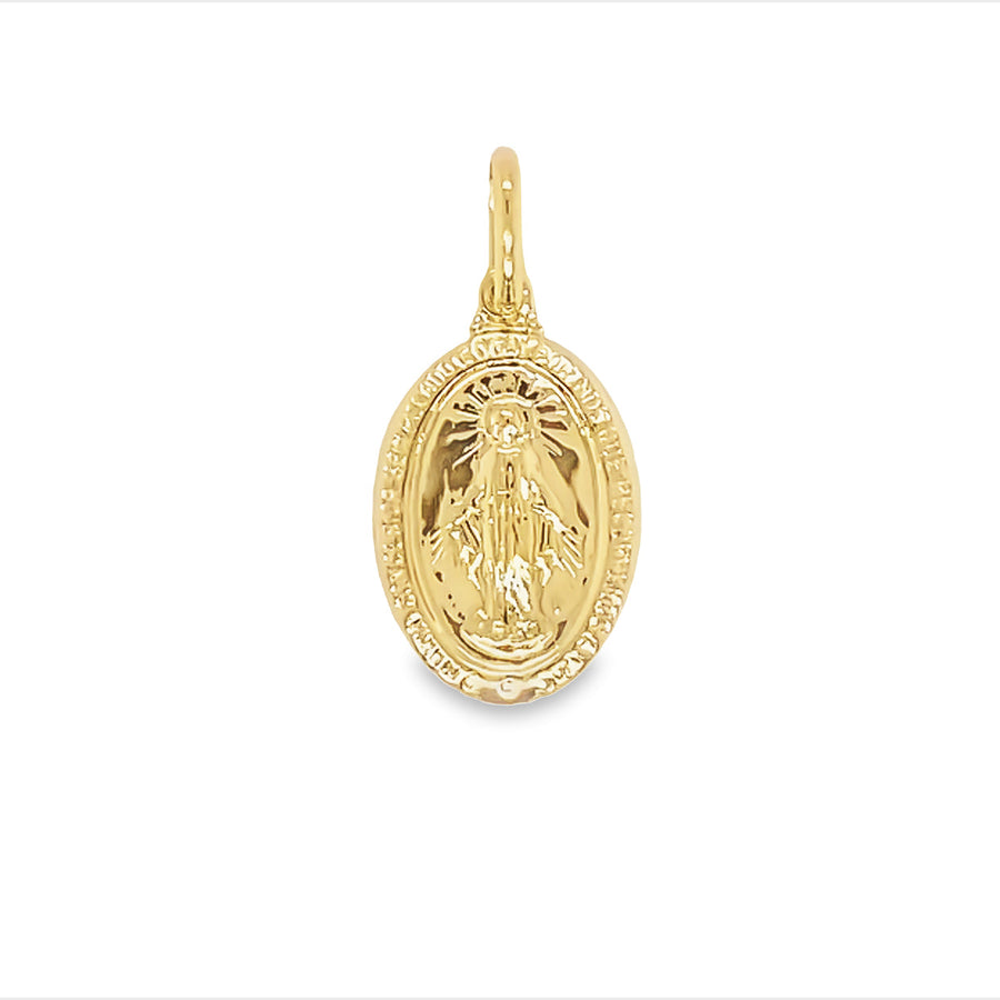 9k YG Oval Miraculous Madonna Pendant 15.4 x 10.6mm
