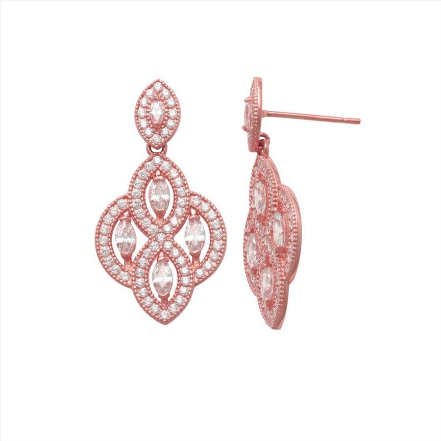 9k RG CZ Fancy Drop Stud Earrings 25x13mm