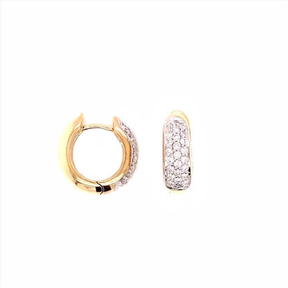 9k YG Diamond Round Huggie Earrings 48D=0.42ct 4.9mm Wide