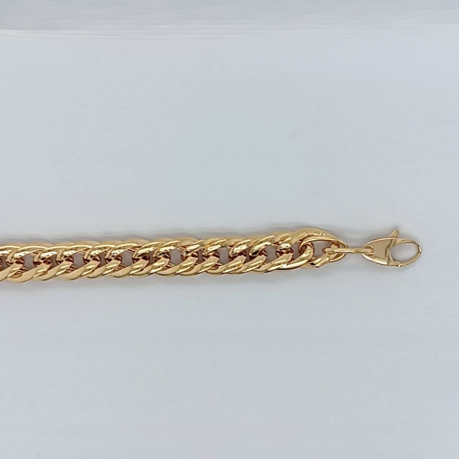 18k YG Hollow Double Curb Bracelet 7.3 x 13.5mm 20cm. Approx 9.28g