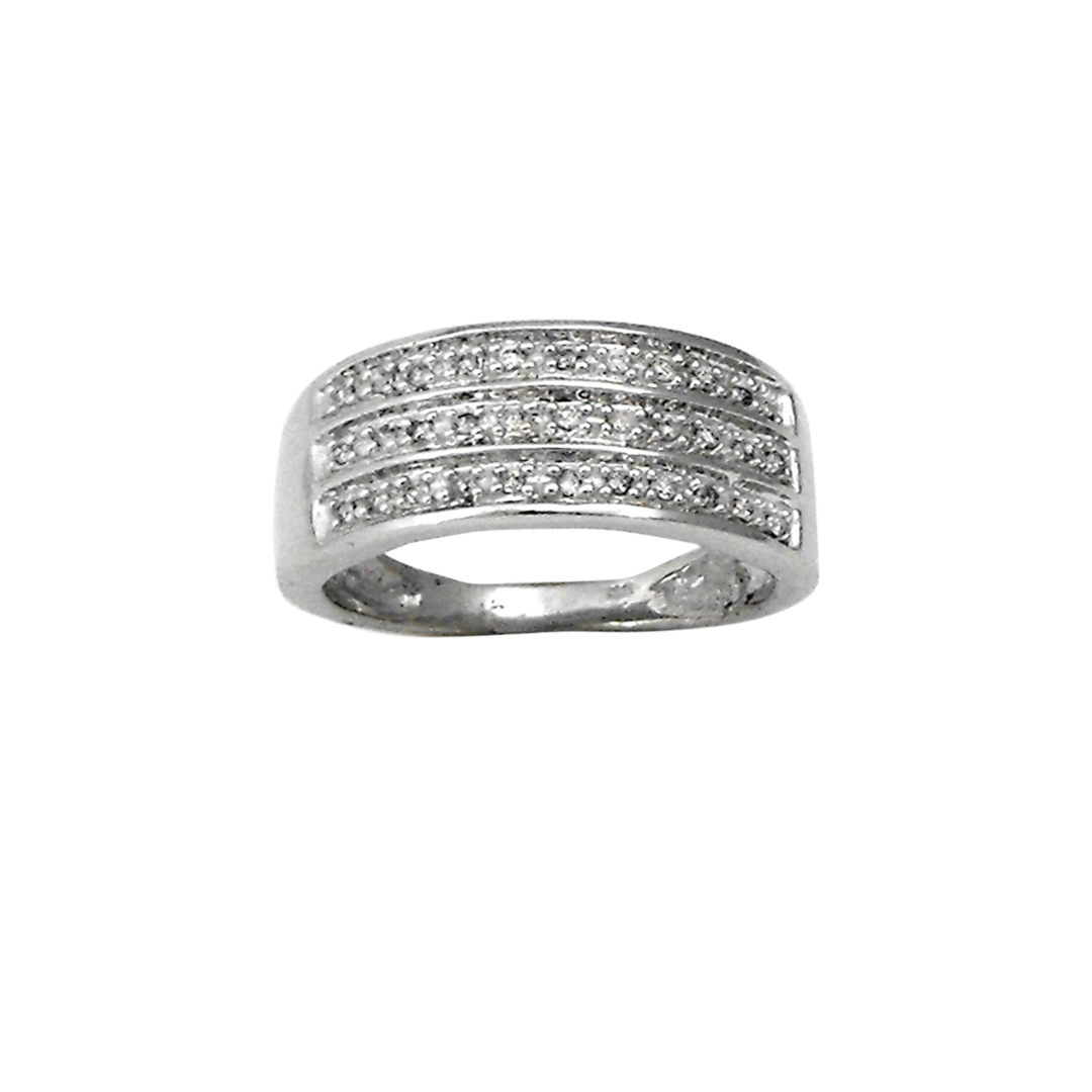 9k WG Diamond Ring 3-Row 33D = 0.17ct