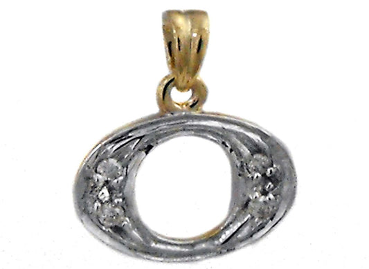 9k YG Diamond Block Letter Pendant O with 4D = 0.05ct 10mm