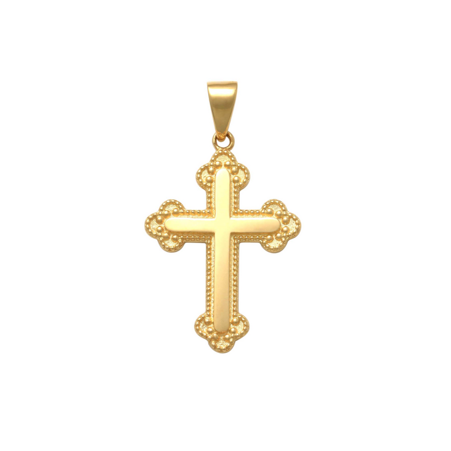 9k YG Small Solid Fancy edged Orthodox Cross Pendant (Replaces 9kCR884) 20mm x 14.5mm