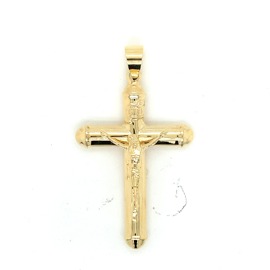 9k YG Crucifixion Pendant with rounded edges. 36x26mm.