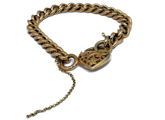 YG Curb Bracelet 8.3mm side with Padlock (priced per gram)