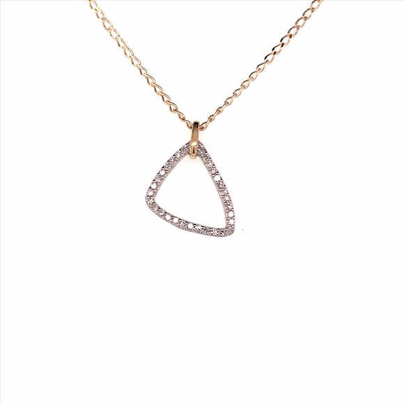 9k YG Diamond Triangular Pendant with Chain