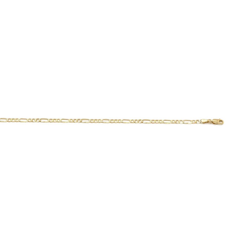 9k YG Italian Solid 1 x 3 Figaro Chain 3.4mm wide 45cm . Approx 6.04g
