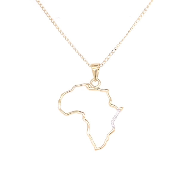 9k YG Africa Diamond Pendant with Chain