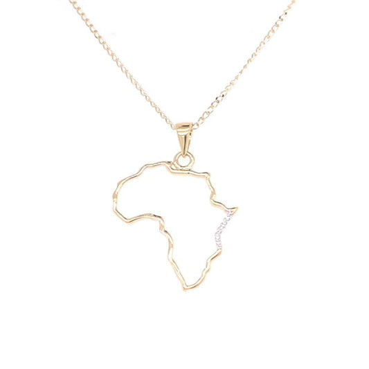 9k YG Africa Diamond Pendant with Chain