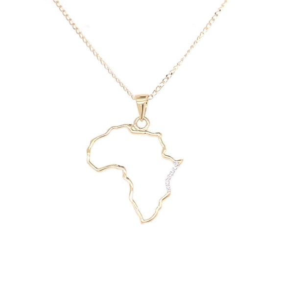 9k YG Africa Diamond Pendant with Chain