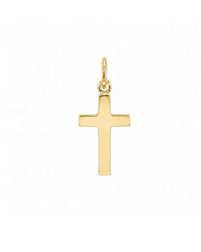 9k YG Flat Plain Cross 13x8mm