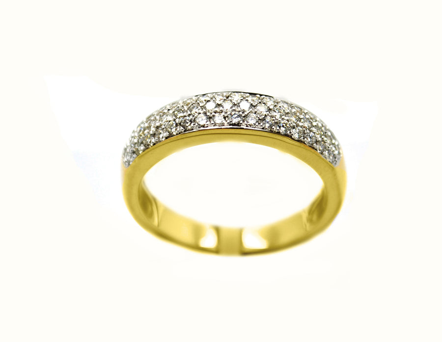18k YG Dress Ring  with YG Shank & Rhodium plating over diamonds  set with 49D = 0.50ct  Size R.