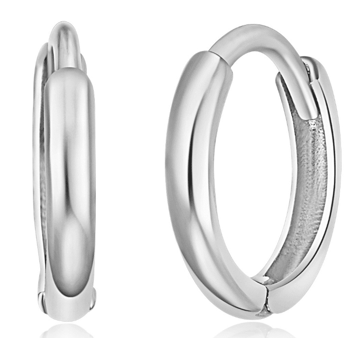 9k WG Round Huggie Earrings 13mm Diameter. Half Round. 2.3mm Wide