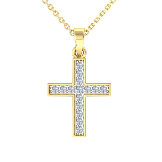 YG Diamond Cross Pendant 15D=0.11ct. 13x10mm