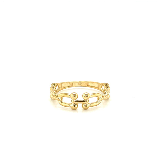 9k YG Chain-Link Ring with Gold Balls 6mm. Size L.